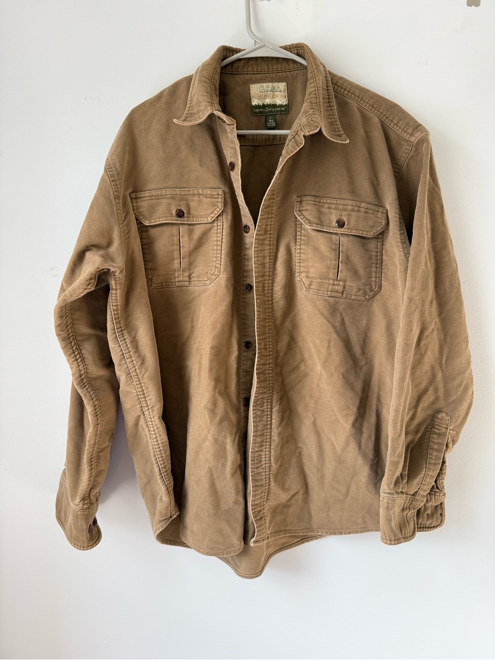 VTG CABELAS Men’s Brown Workwear Canvas Jacket Shacket Flannel Cotton Comfy L
